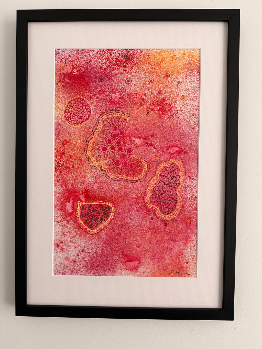 Cellular, 2025, inks. Framed