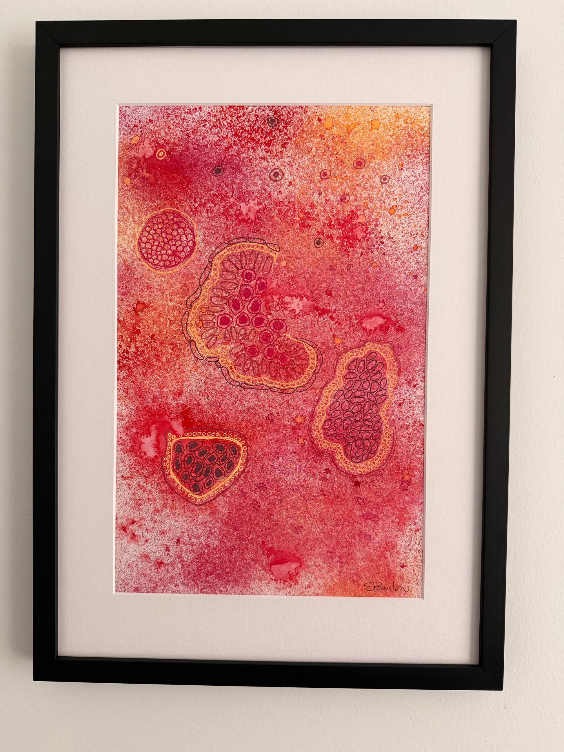 Cellular, 2025, inks. Framed