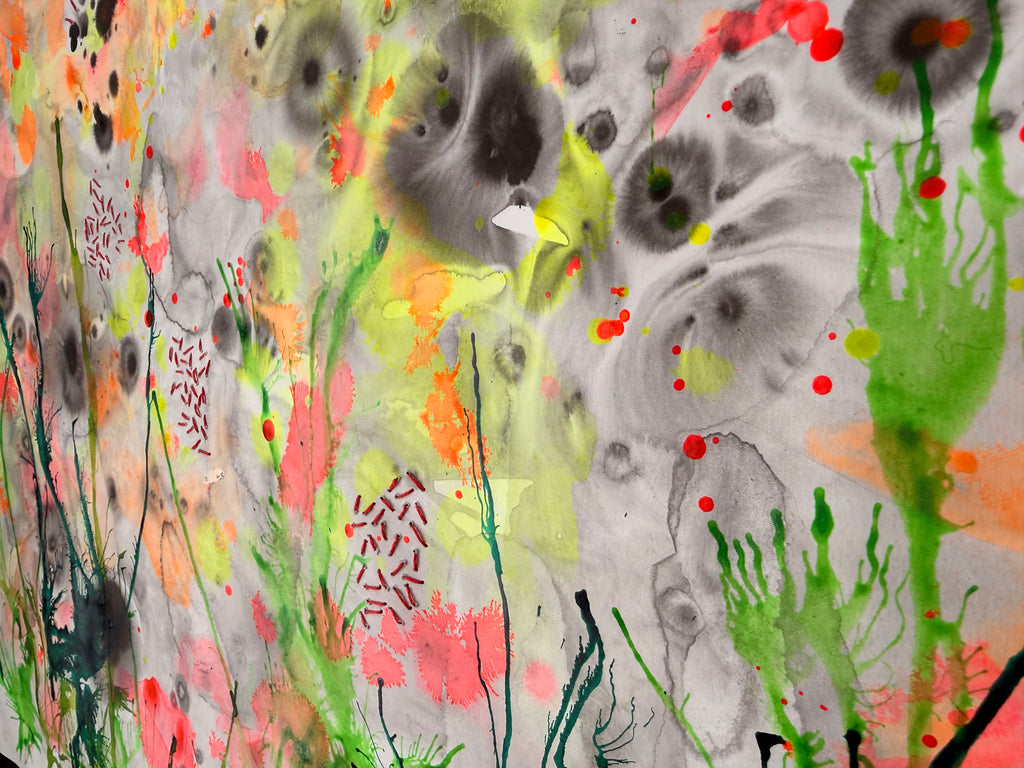 Lime Light, 2026. Ink and embroidery on paper