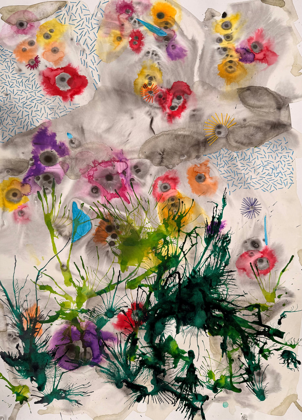 Wild, 2026. ink & thread on paper