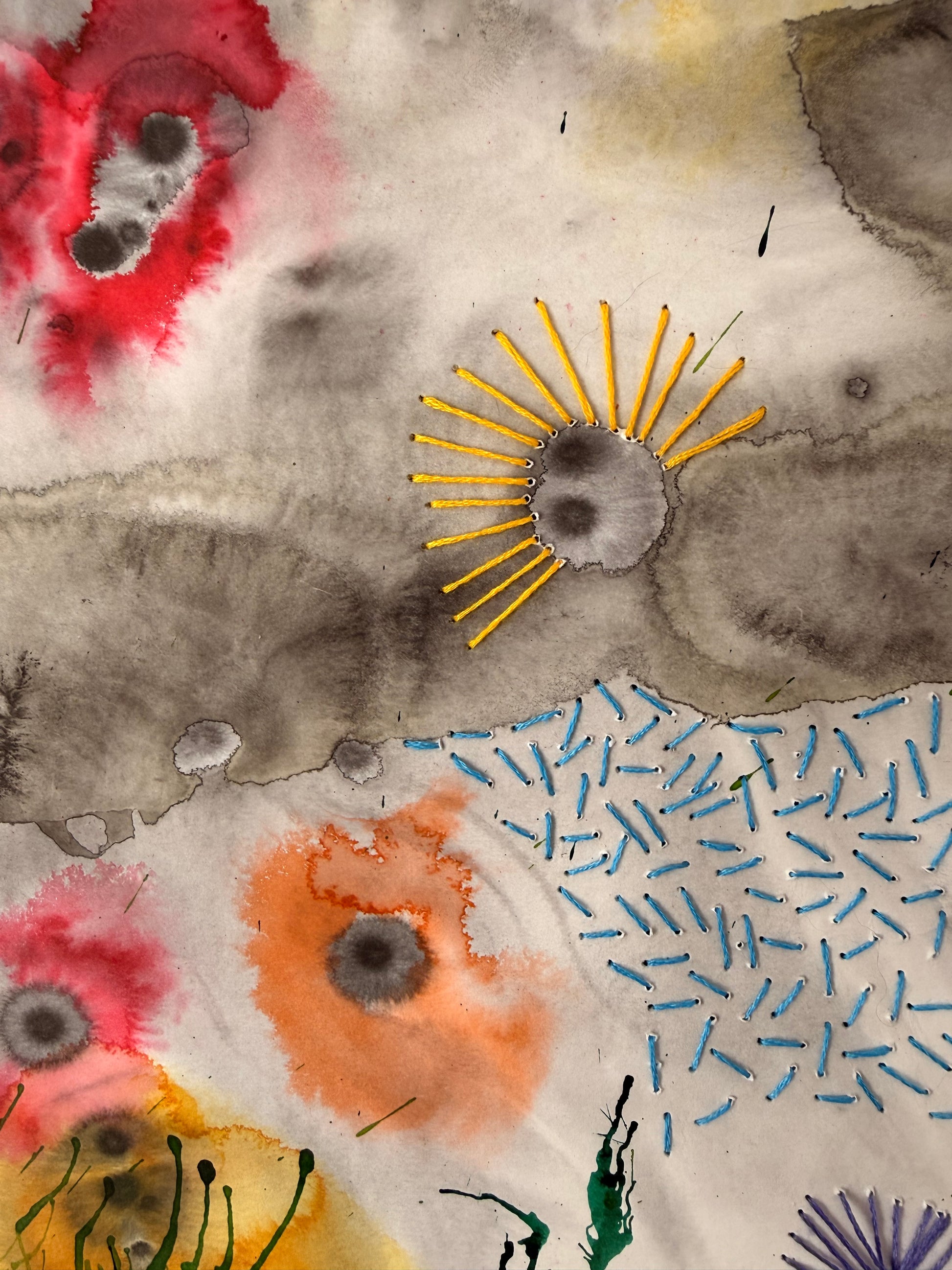 Wild, 2026. ink & thread on paper