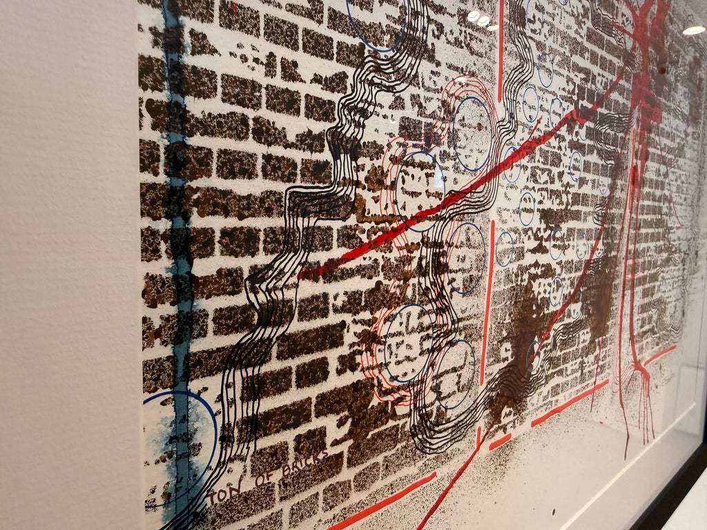 Layered Bricks 2025, ink & paint. Framed