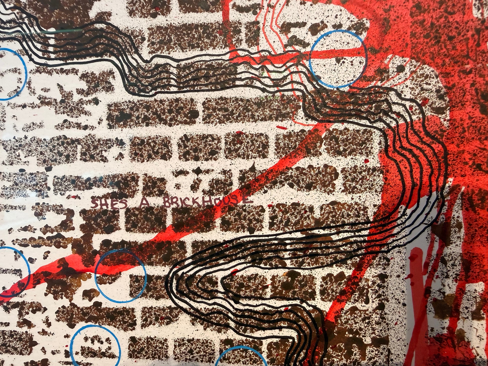 Layered Bricks 2025, ink & paint. Framed