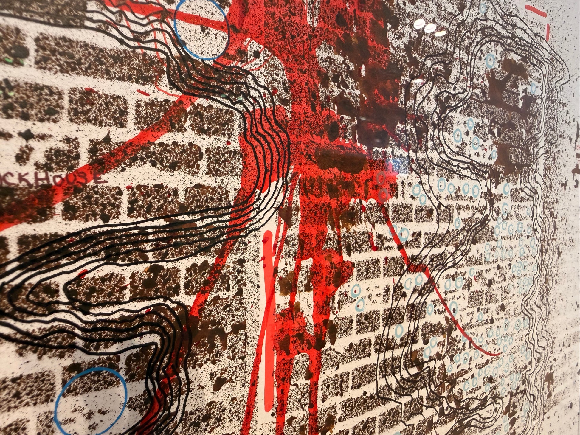 Layered Bricks 2025, ink & paint. Framed